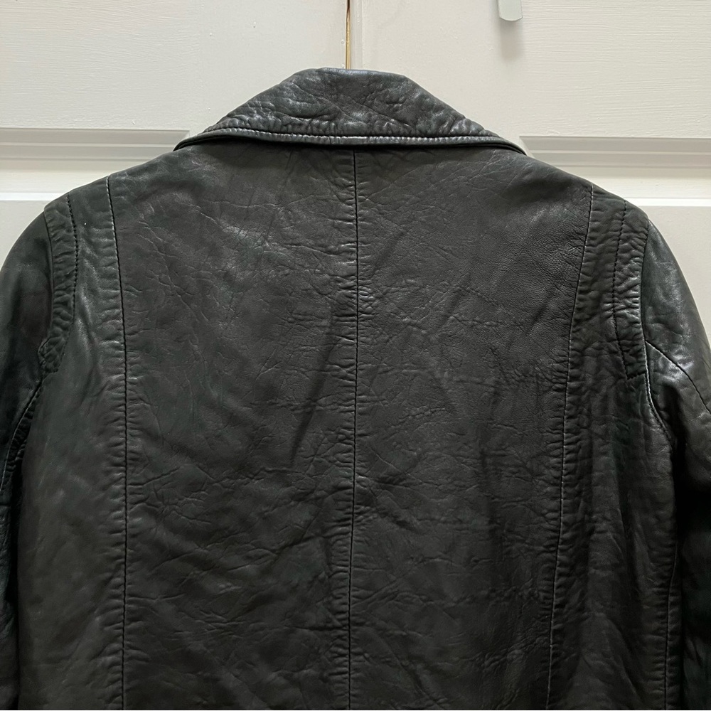 Madewell Washed Leather Motorcycle Jacket Black Moto Zippers size XS - Picture 8 of 15